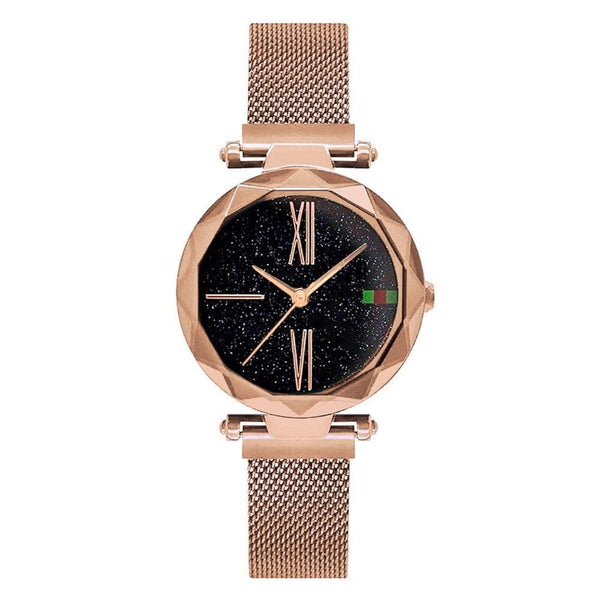 NeoSpace™ 200363144 Rose Gold Luxury Rose Gold Women Watches Minimalism Starry Sky Magnet Buckle Fashion Casual Female Wristwatch Waterproof Roman Numeral